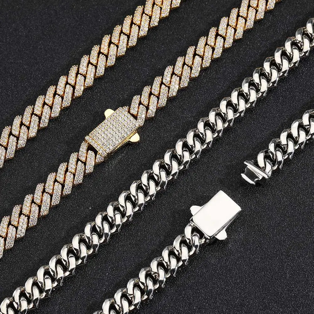 8mm Width Hip Hop Cubic Zircon CZ Iced Out 2 Rows Cuban Link Chain Necklace For Women Jewelry Birthday Gift Drop Shipping