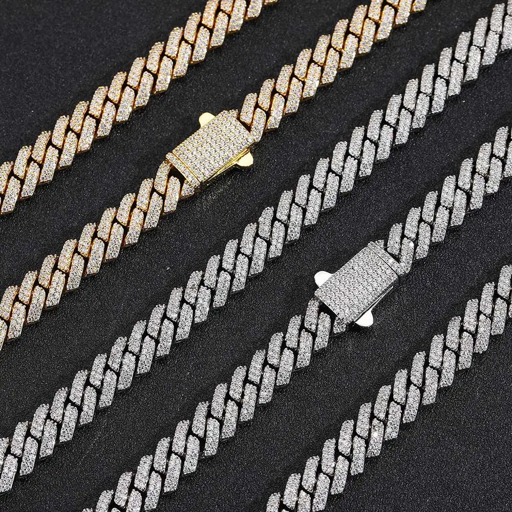8mm Width Hip Hop Cubic Zircon CZ Iced Out 2 Rows Cuban Link Chain Necklace For Women Jewelry Birthday Gift Drop Shipping