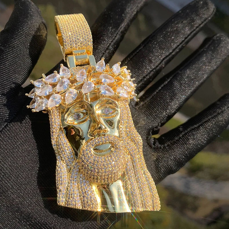 Collar Jesús Hombre con Circonitas AAA+ – Estilo Iced Out Hip Hop Oro o Plata