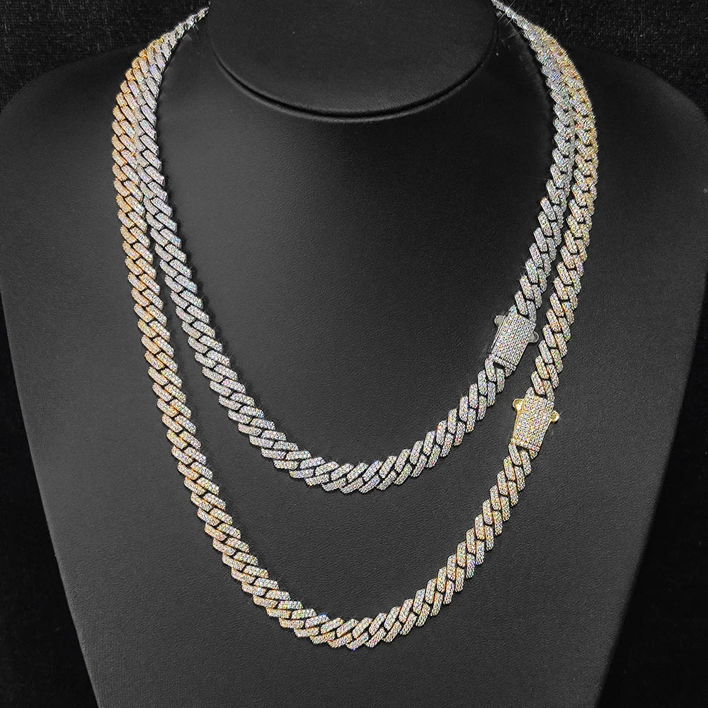 8mm Width Hip Hop Cubic Zircon CZ Iced Out 2 Rows Cuban Link Chain Necklace For Women Jewelry Birthday Gift Drop Shipping
