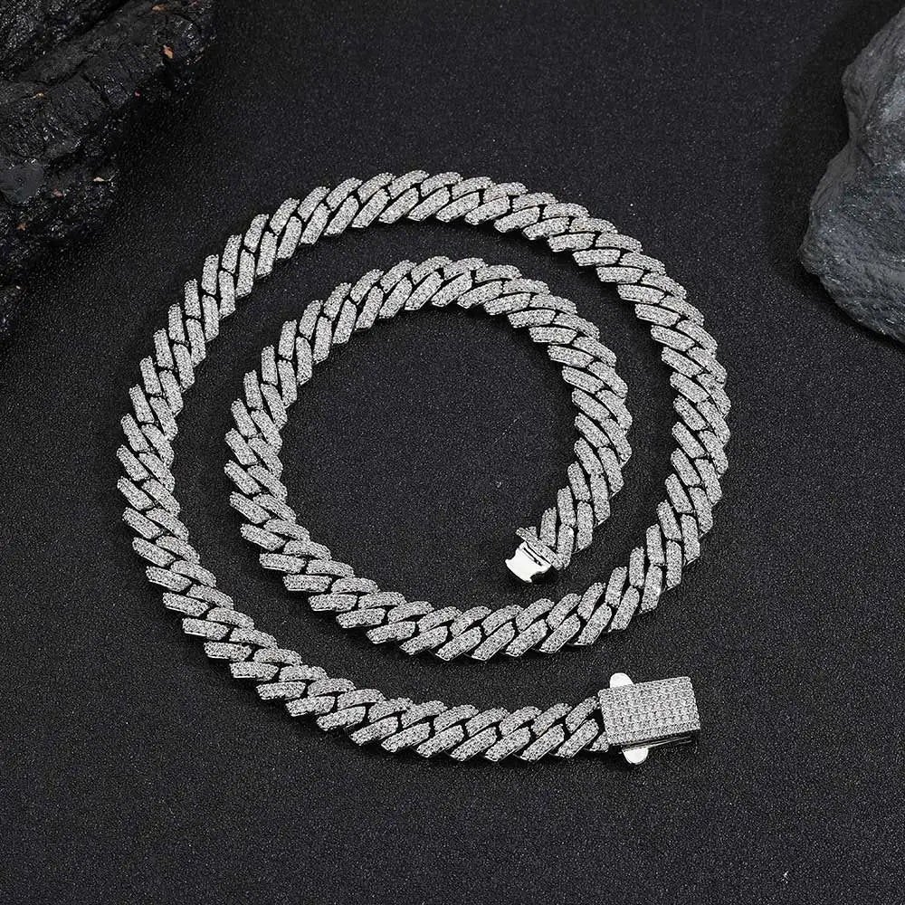 8mm Width Hip Hop Cubic Zircon CZ Iced Out 2 Rows Cuban Link Chain Necklace For Women Jewelry Birthday Gift Drop Shipping