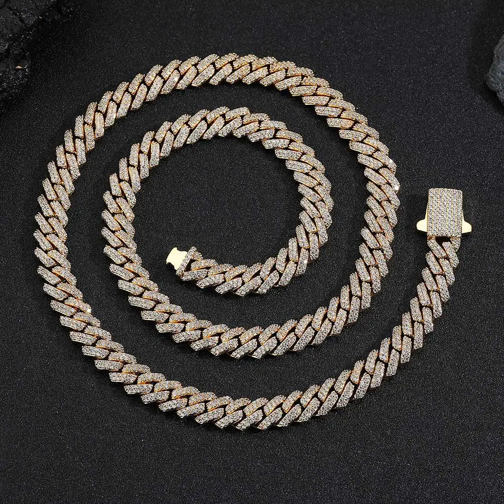 8mm Width Hip Hop Cubic Zircon CZ Iced Out 2 Rows Cuban Link Chain Necklace For Women Jewelry Birthday Gift Drop Shipping
