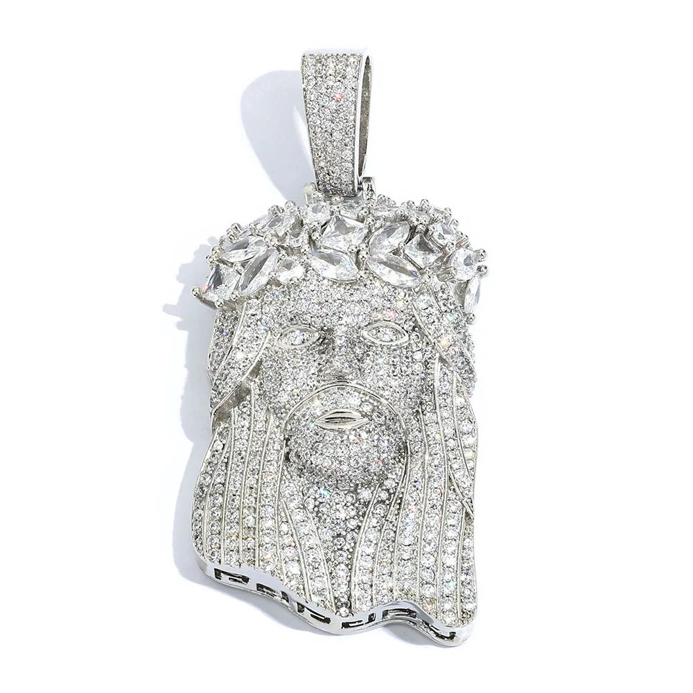 Collar Jesús con Circonitas Iced Out – Estilo Bling Hip Hop