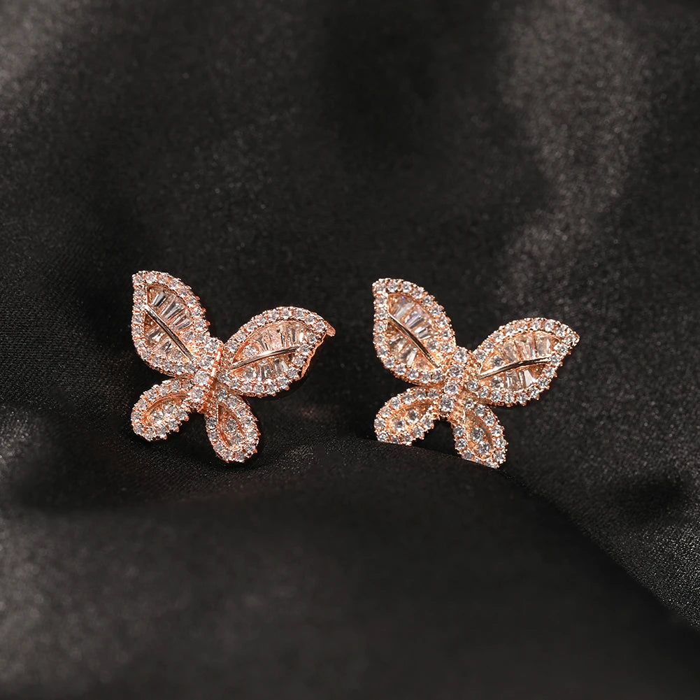 Pendientes Mariposa Delicados – Circonitas CZ Full Pave para Mujer