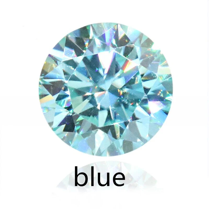 1-2 CT Blue Green Moissanite Stud Earrings for Men & Women S925 Silver 18K Gold Plated Earrings Pass Diamond Test GRA Jewelry