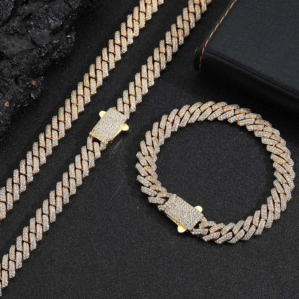 8mm Width Hip Hop Cubic Zircon CZ Iced Out 2 Rows Cuban Link Chain Necklace For Women Jewelry Birthday Gift Drop Shipping