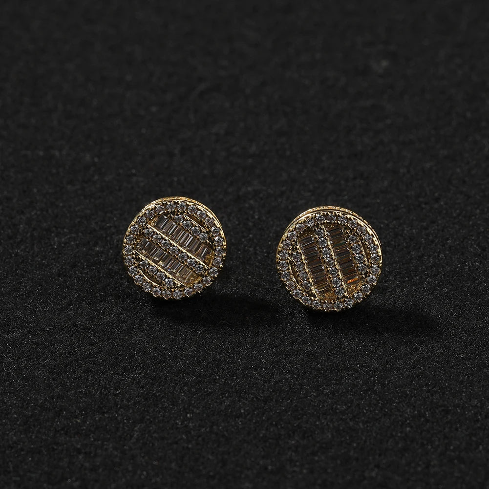 Pendientes Redondos Bicolor Ice Out – Circonitas Baguette CZ Hipoalergénicos