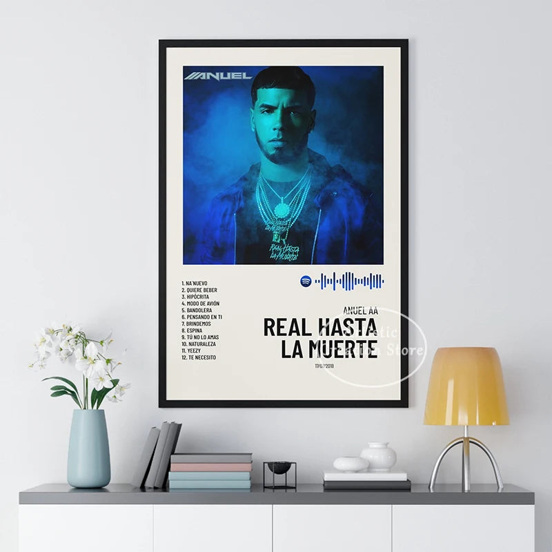 Tracklist Anuel AA Real Hasta La Muerte Music Album Cover Poster Print Canvas Painting Picture Wall Art Bedroom Home Decor Gifts