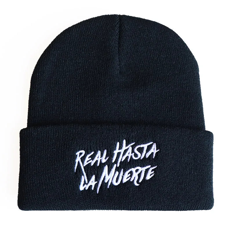 Anuel Aa Real Hasta La Muerte Cotton Casual Beanies for Men Women Knitted Winter Hat Hip-Hop Skullies Bonnet Unisex Cap