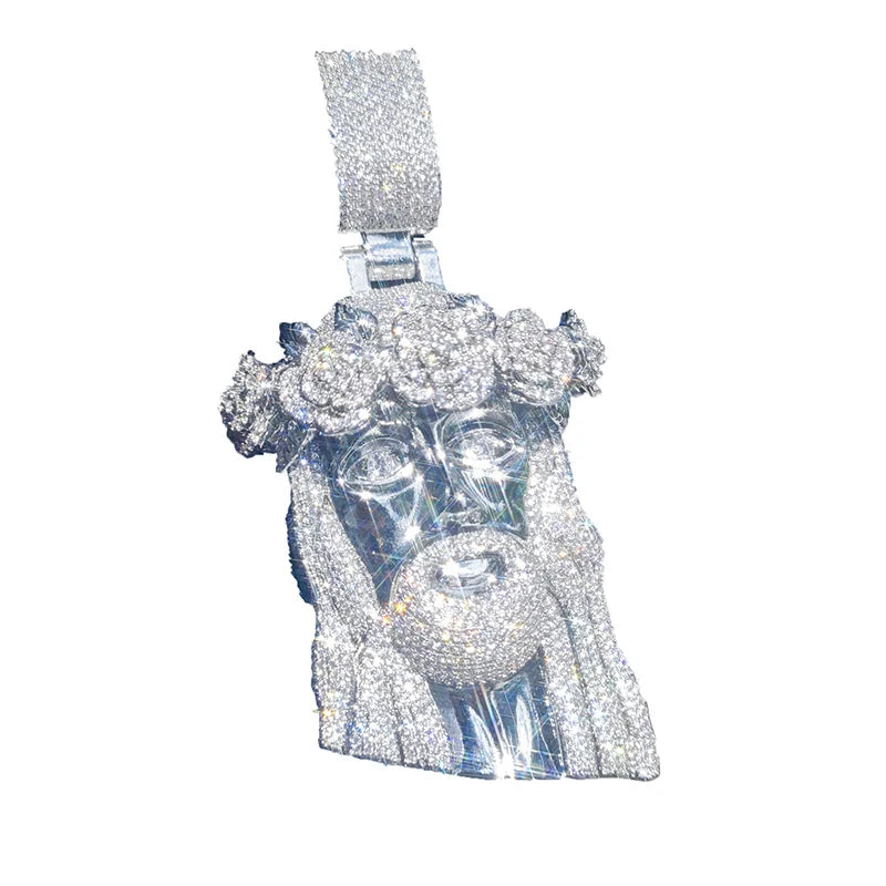 Collar Rosa Jesús Hombre con Circonitas Bling – Estilo Hip Hop Oro o Plata