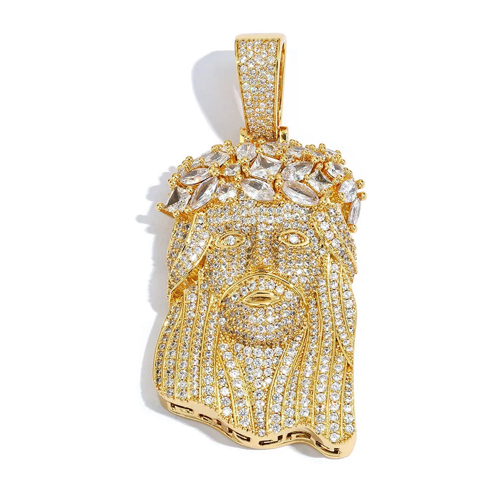 Collar Jesús con Circonitas Iced Out – Estilo Bling Hip Hop