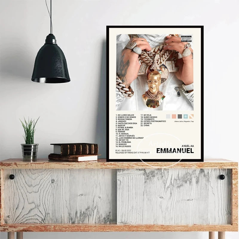 Tracklist Anuel AA Real Hasta La Muerte Music Album Cover Poster Print Canvas Painting Picture Wall Art Bedroom Home Decor Gifts