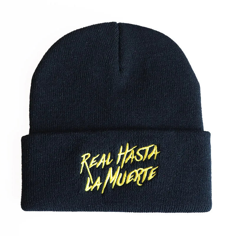Anuel Aa Real Hasta La Muerte Cotton Casual Beanies for Men Women Knitted Winter Hat Hip-Hop Skullies Bonnet Unisex Cap
