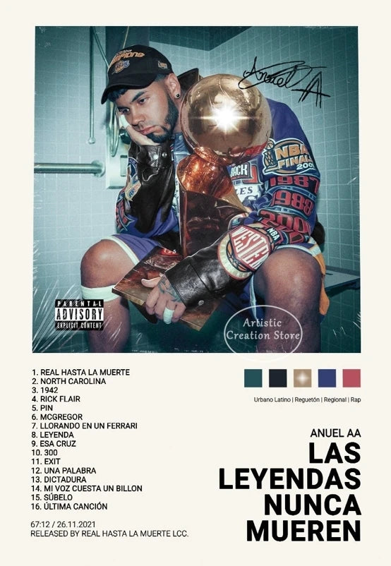 Tracklist Anuel AA Real Hasta La Muerte Music Album Cover Poster Print Canvas Painting Picture Wall Art Bedroom Home Decor Gifts