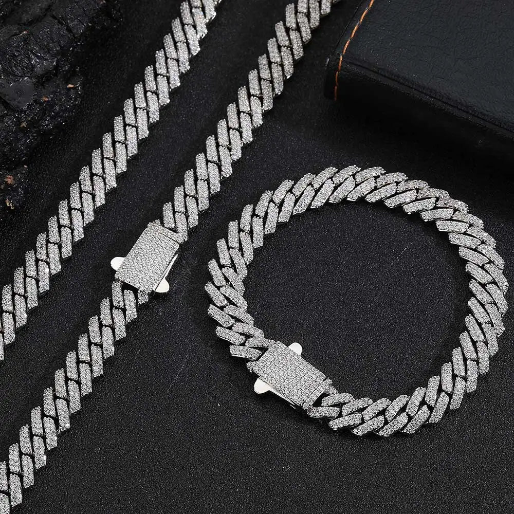 8mm Width Hip Hop Cubic Zircon CZ Iced Out 2 Rows Cuban Link Chain Necklace For Women Jewelry Birthday Gift Drop Shipping