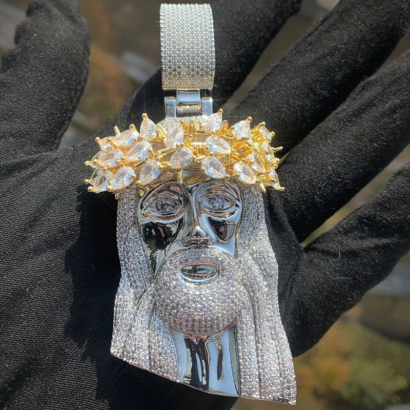Collar Jesús Hombre con Circonitas AAA+ – Estilo Iced Out Hip Hop Oro o Plata