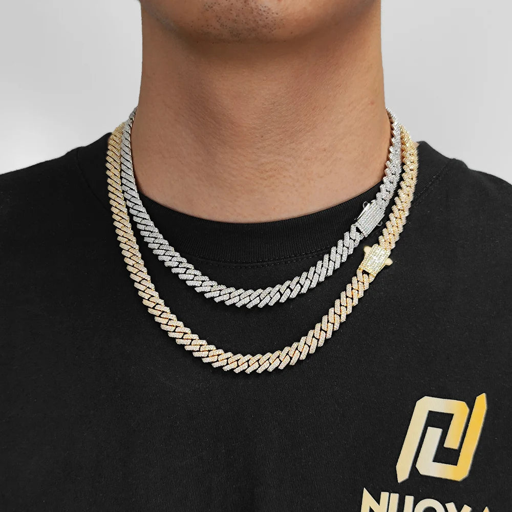 8mm Width Hip Hop Cubic Zircon CZ Iced Out 2 Rows Cuban Link Chain Necklace For Women Jewelry Birthday Gift Drop Shipping