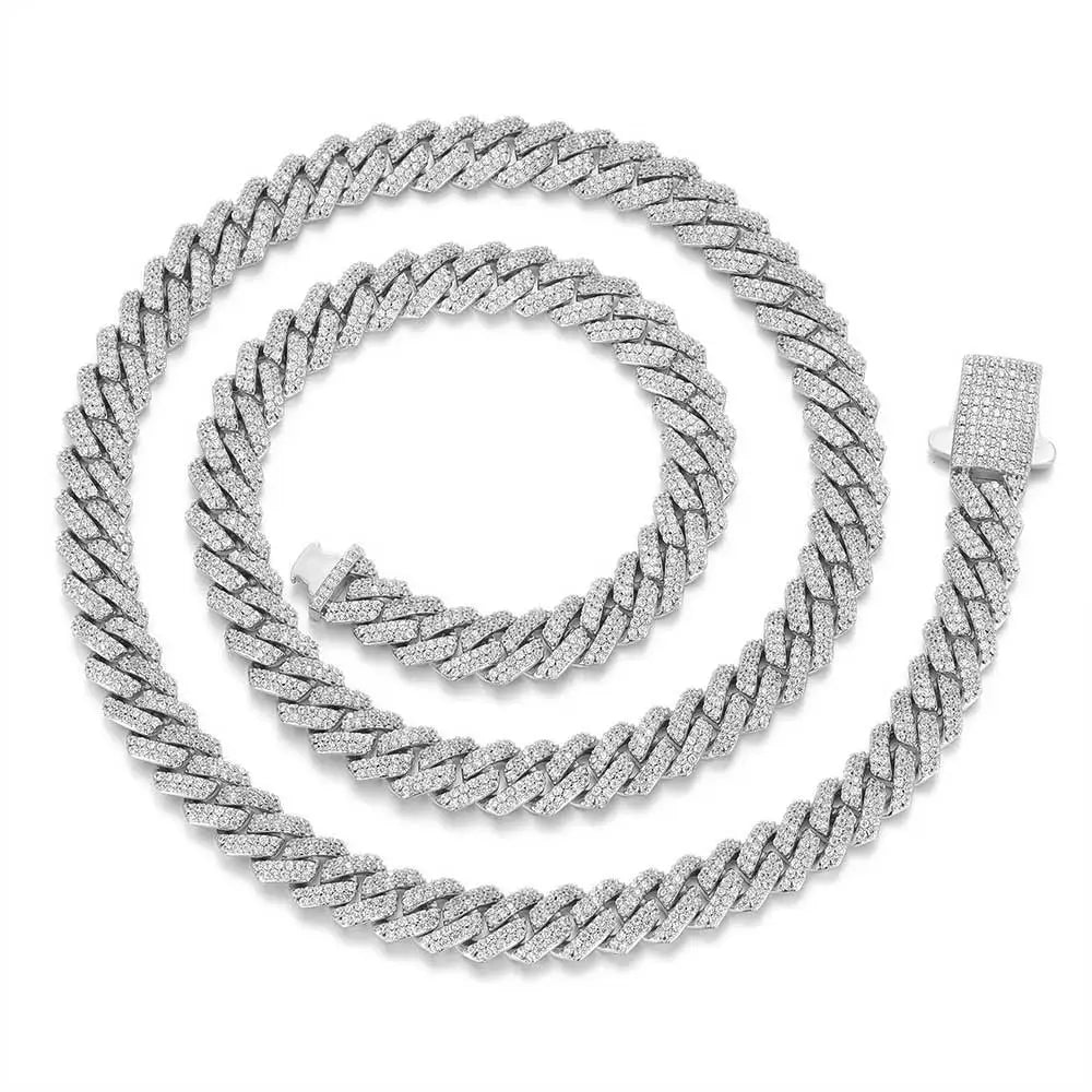 8mm Width Hip Hop Cubic Zircon CZ Iced Out 2 Rows Cuban Link Chain Necklace For Women Jewelry Birthday Gift Drop Shipping