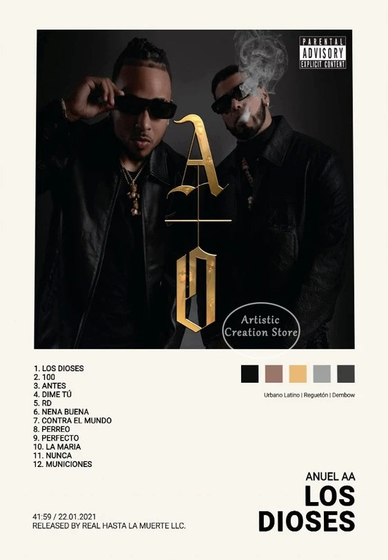 Tracklist Anuel AA Real Hasta La Muerte Music Album Cover Poster Print Canvas Painting Picture Wall Art Bedroom Home Decor Gifts