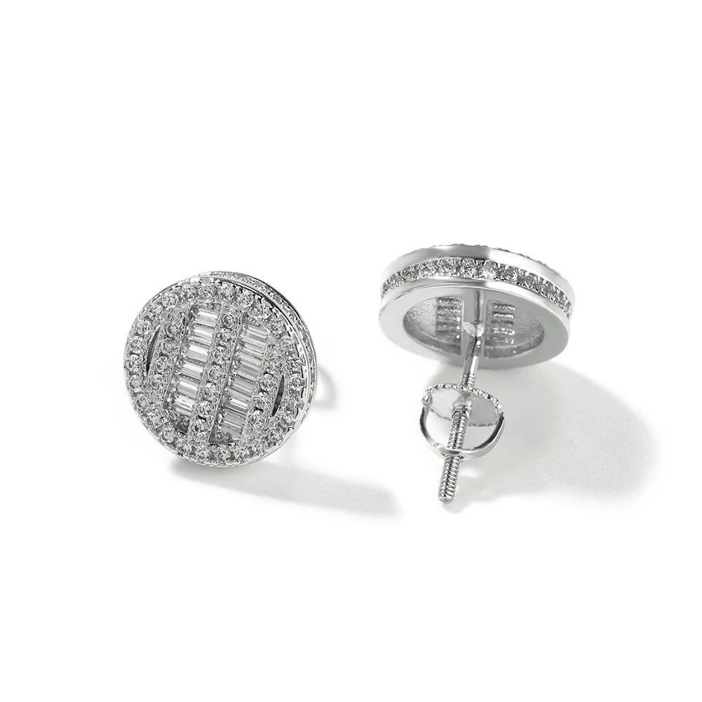 Pendientes Redondos Bicolor Ice Out – Circonitas Baguette CZ Hipoalergénicos