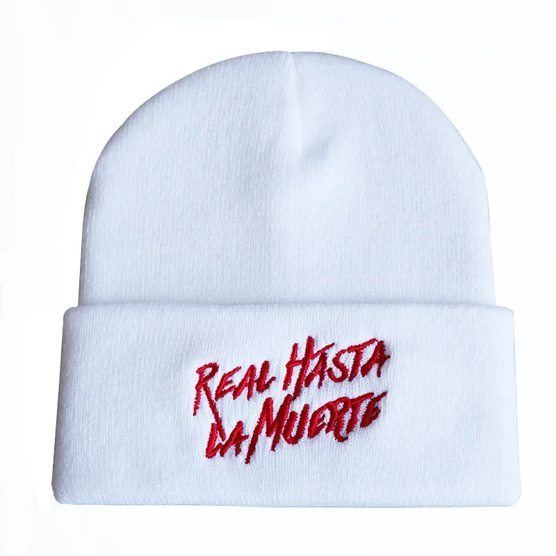 Anuel Aa Real Hasta La Muerte Cotton Casual Beanies for Men Women Knitted Winter Hat Hip-Hop Skullies Bonnet Unisex Cap