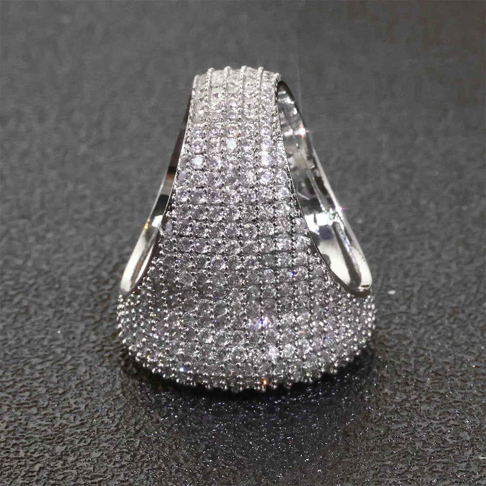 Anillo redondo de lujo con circonitas Ice Out, estilo hip hop trap unisex para hombre y mujer.