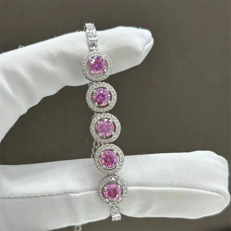 Pulsera de moissanita con diamantes de colores