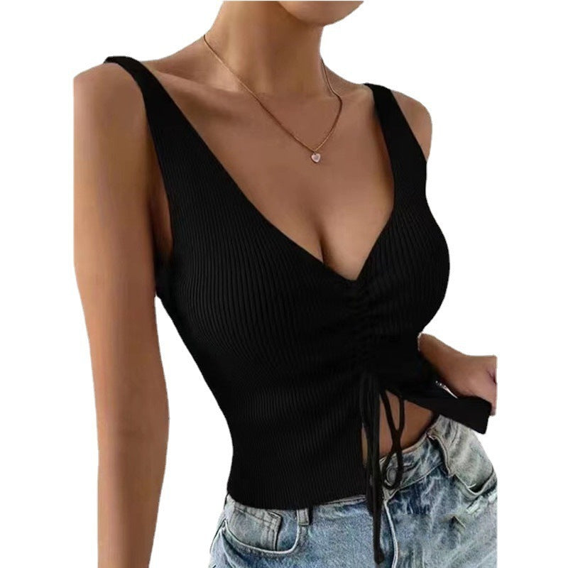 Top Chaleco con Cordón Ajustable – Estilo Americano Sexy para Verano