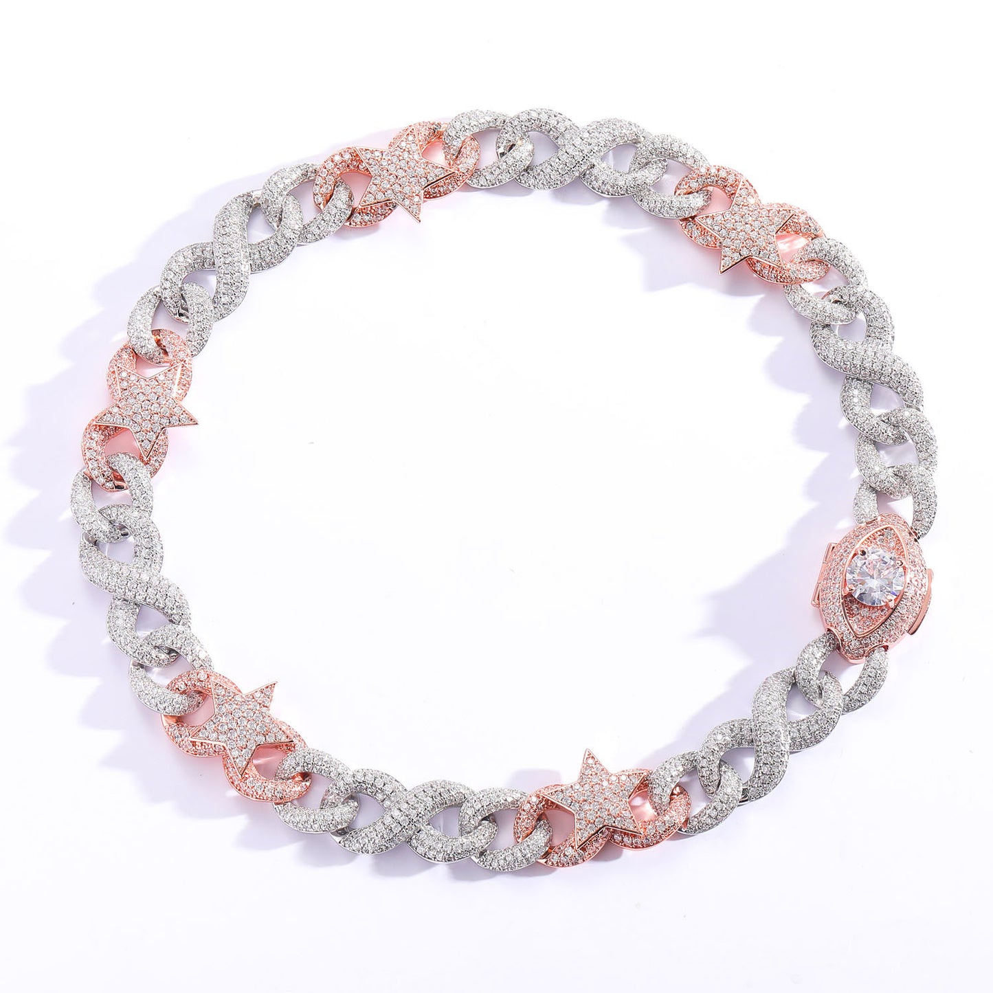 Collar de Estrella Bicolor con Circonitas 5A – Flow Europeo y Americano