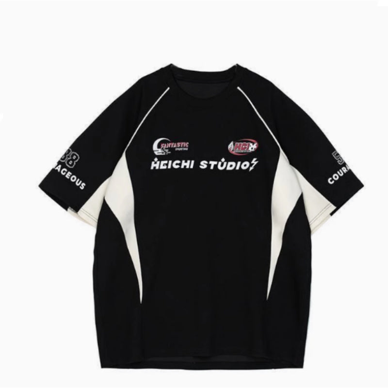 Camiseta de manga corta retro de estilo urbano americano de verano