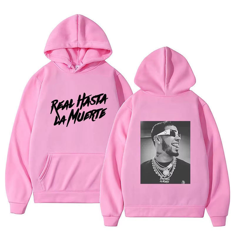 Anuel AA Printed Hoodies Sweatshirt Coat Real Hasta La Muerte Casual Tracksuit Costume Men Women Clothing Anime Pullover Hoodie