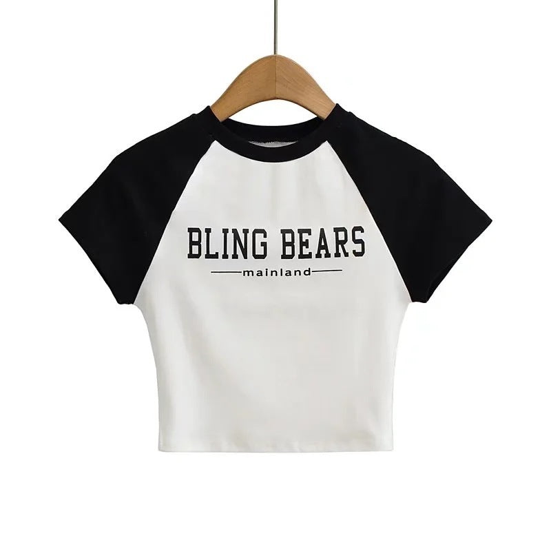Camiseta de manga corta con estampado de letras y bloqueo de color – Urban Style