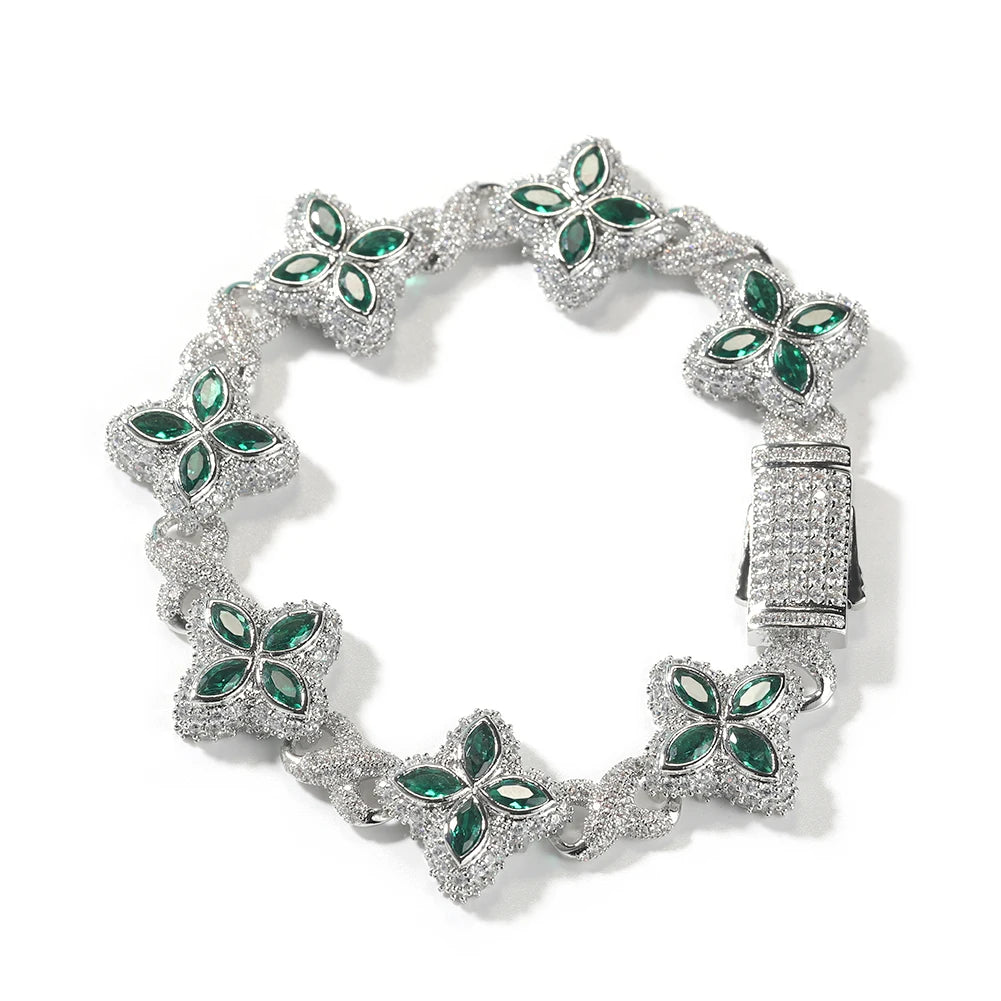 Pulsera iced out floral trap con piedras multicolor unisex