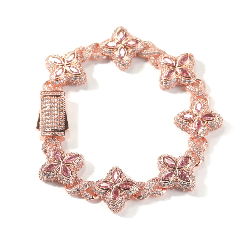 Pulsera iced out floral trap con piedras multicolor unisex