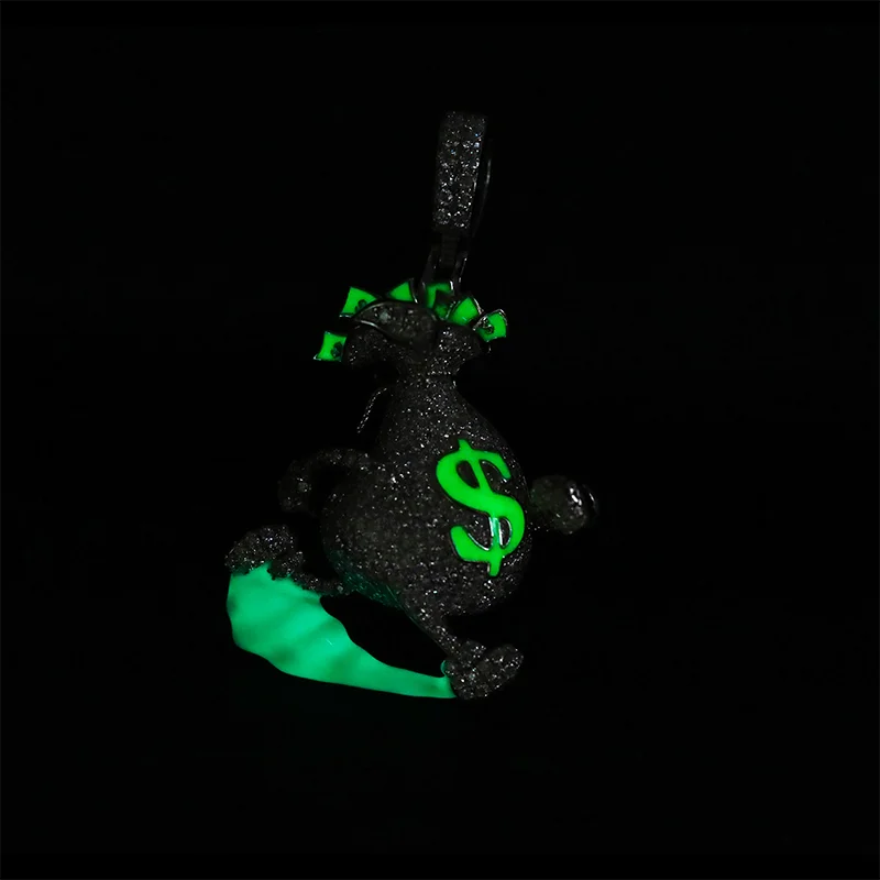 Colgante Bolsa de Dinero 💸 Plata S925 | Joyería Hip Hop VVS Glow Unisex
