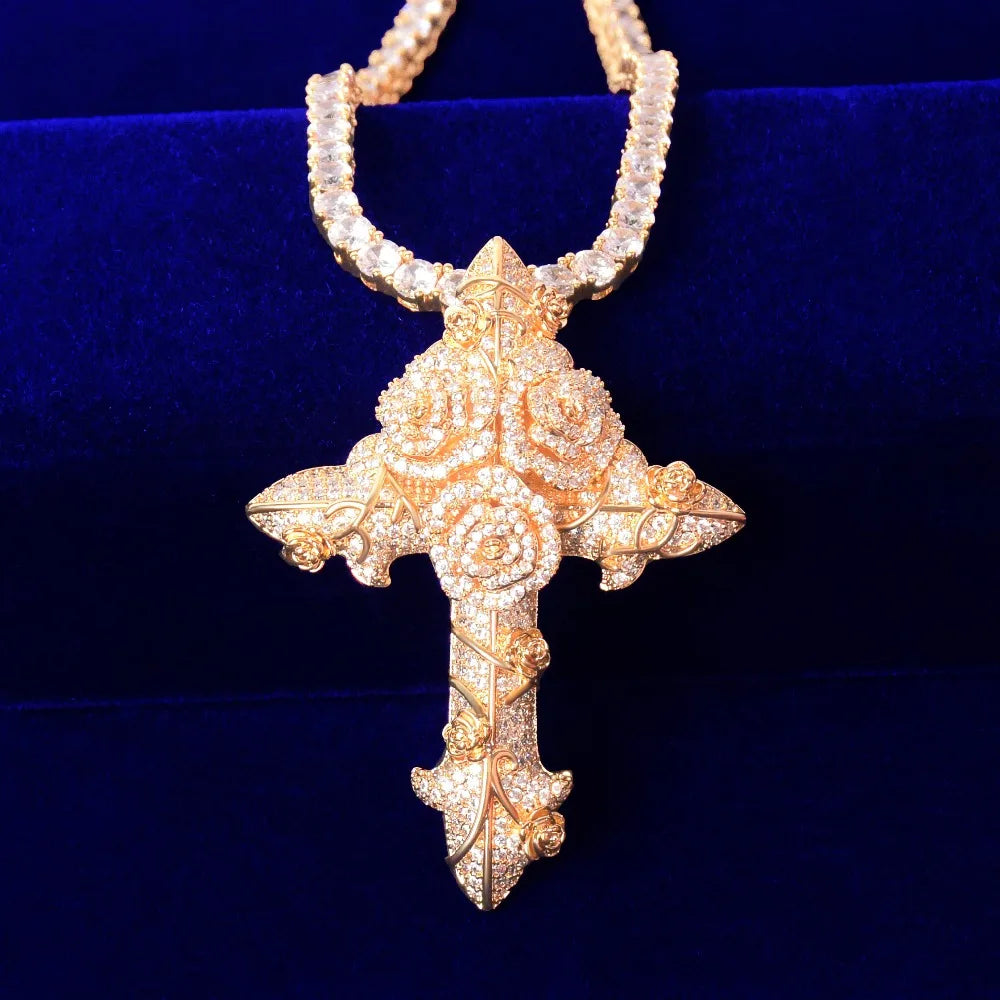 Collar Cruz & Flor Iced Out– Inspirado en Lil Uzi Vert