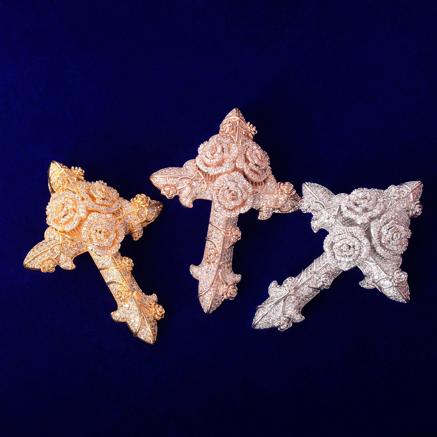 Collar Cruz & Flor Iced Out– Inspirado en Lil Uzi Vert