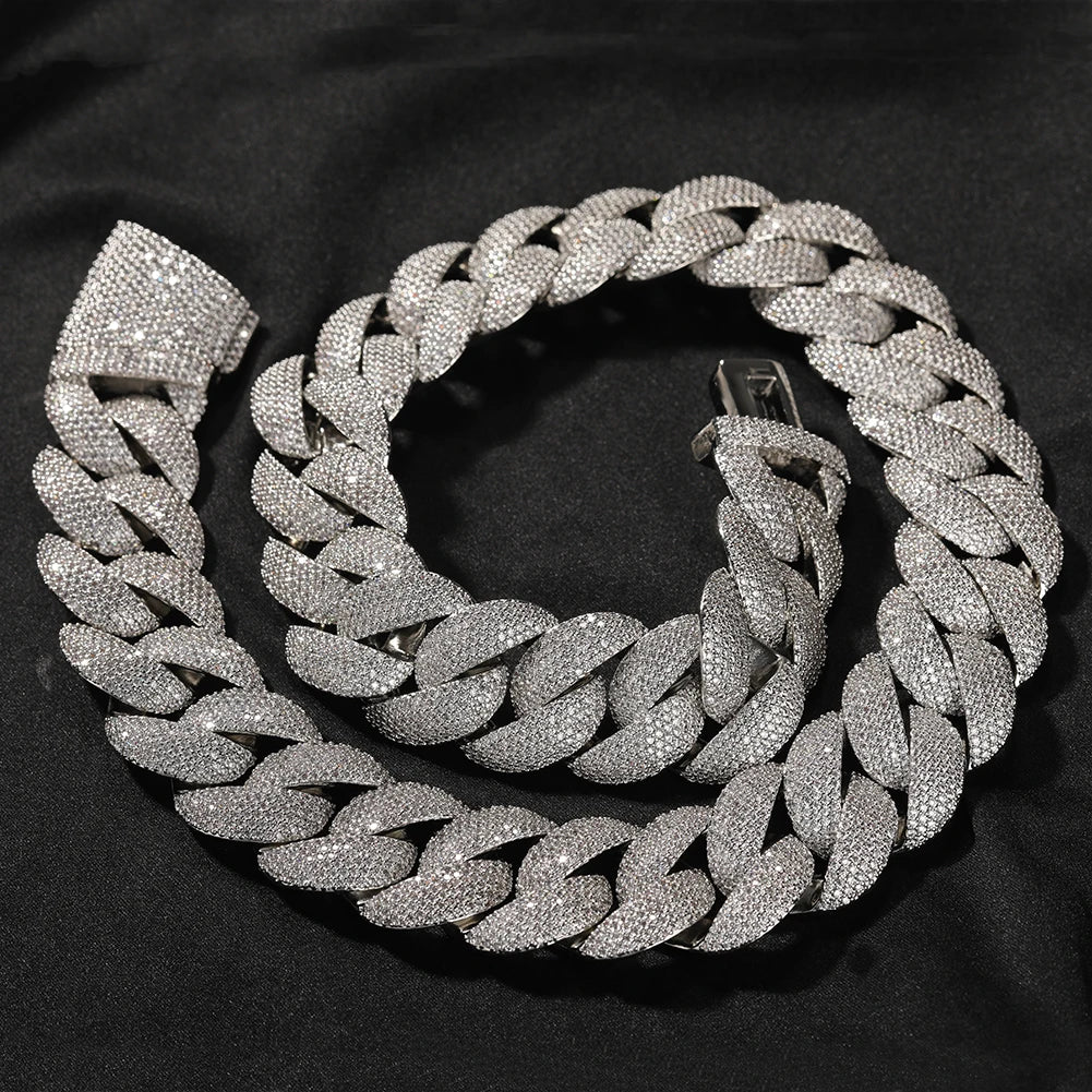 Collar cubano de burbujas 24 mm con circonitas cúbicas micropavé estilo hip hop.