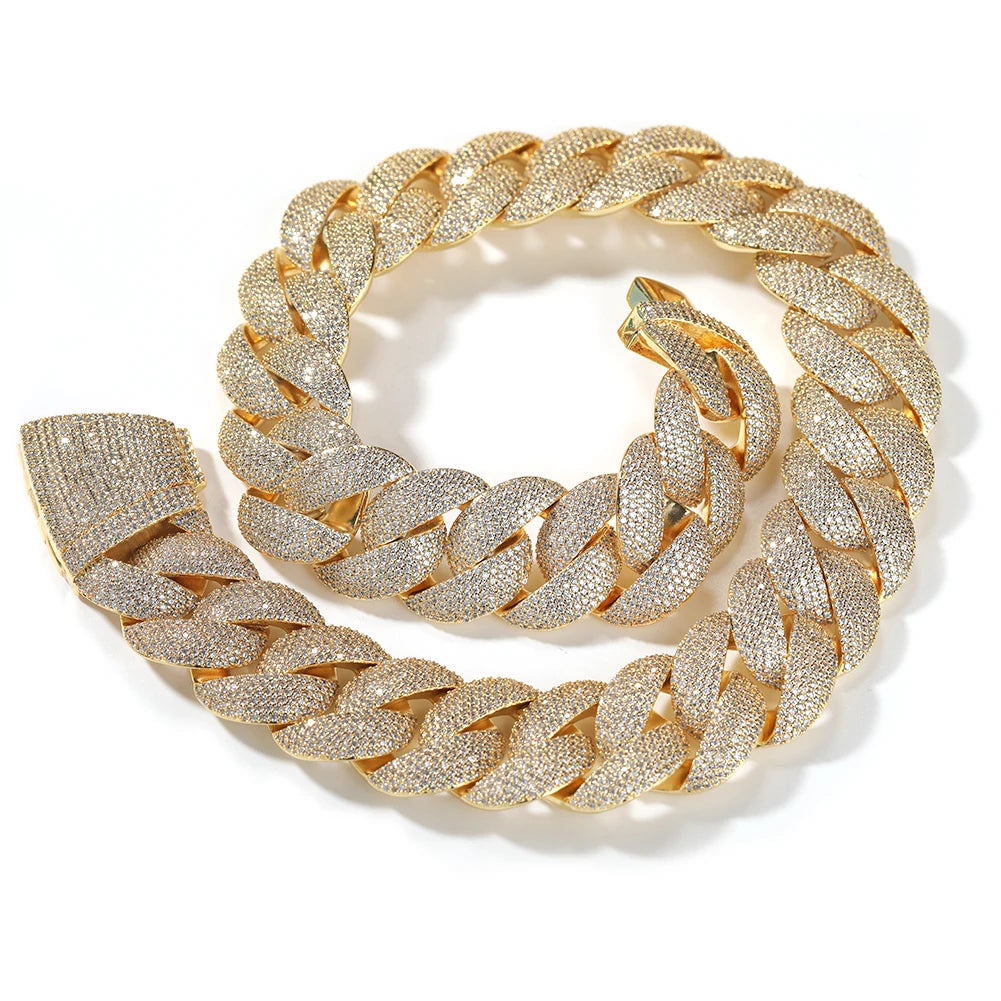 Collar cubano de burbujas 24 mm con circonitas cúbicas micropavé estilo hip hop.
