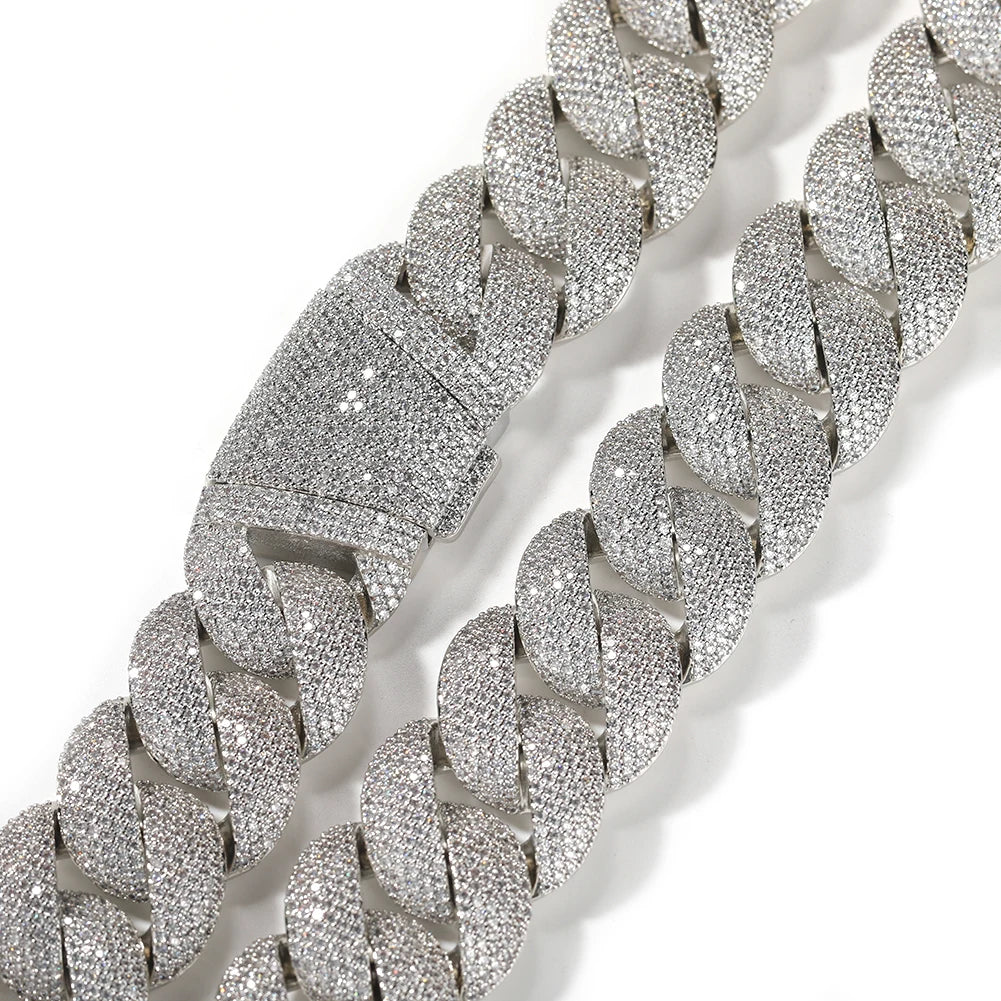Collar cubano de burbujas 24 mm con circonitas cúbicas micropavé estilo hip hop.
