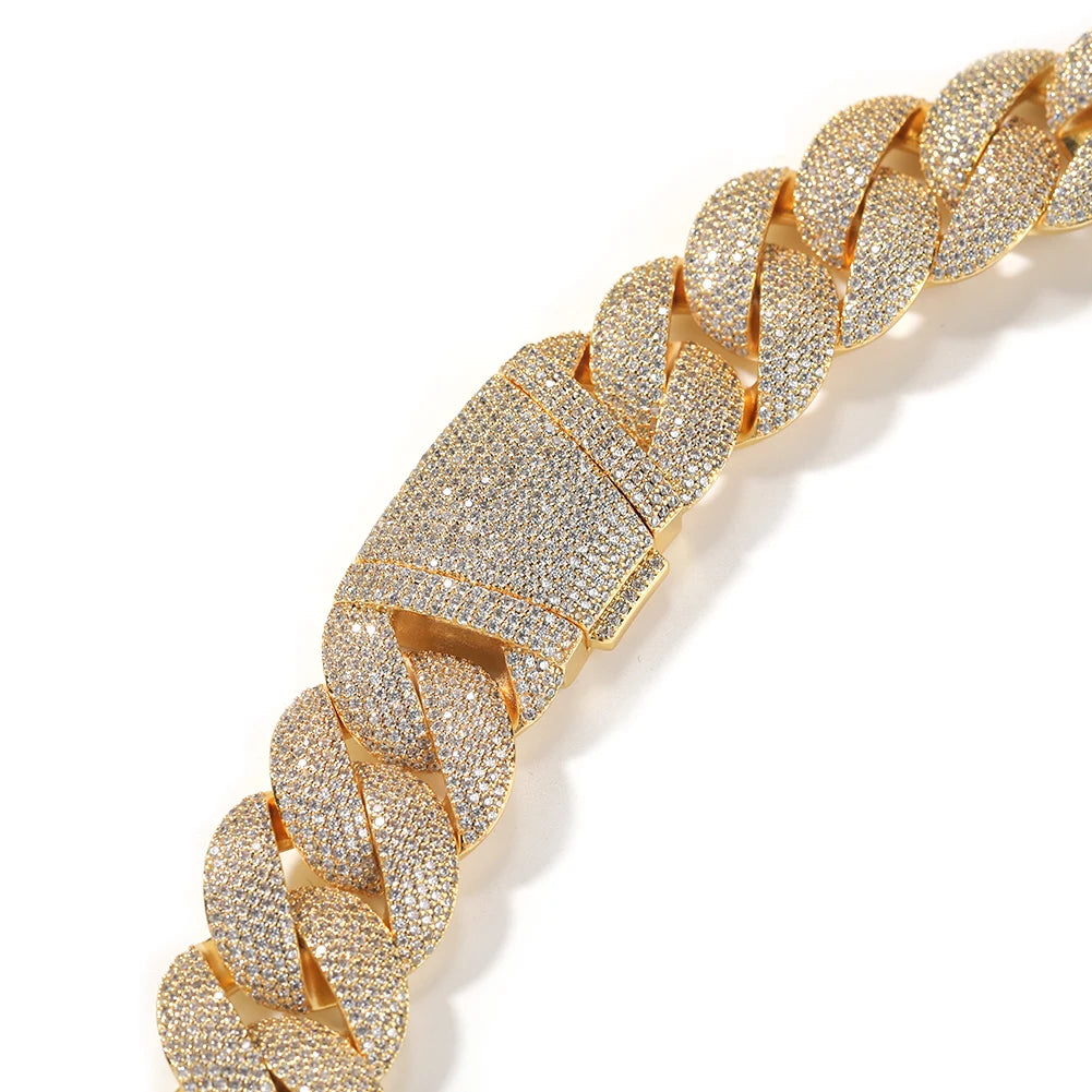 Collar cubano de burbujas 24 mm con circonitas cúbicas micropavé estilo hip hop.
