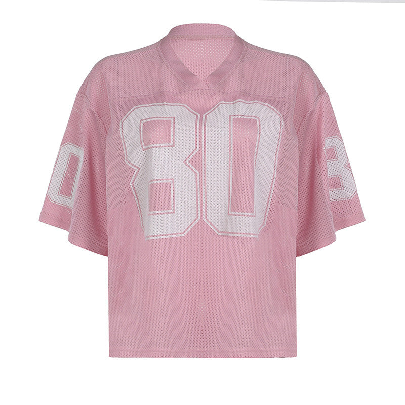 Camiseta Suelta Cuello V Estampado Digital | Streetwear Marca Street Tide