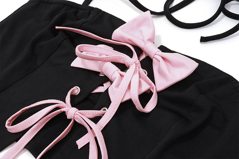 Conjunto sexy de verano mujer – Falda + top con lazo estilo Deseo Puro