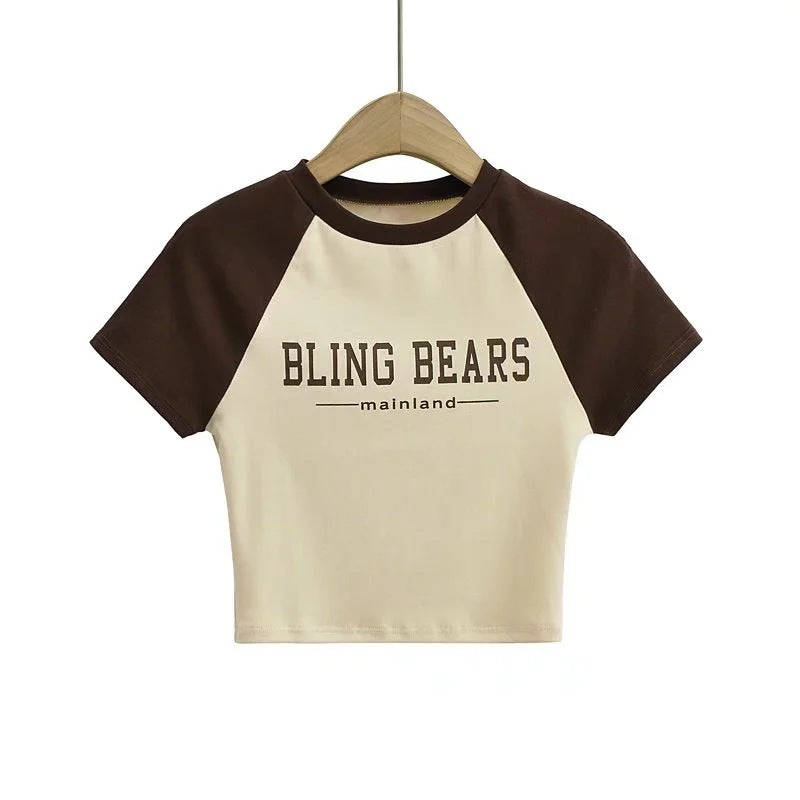 Camiseta de manga corta con estampado de letras y bloqueo de color – Urban Style