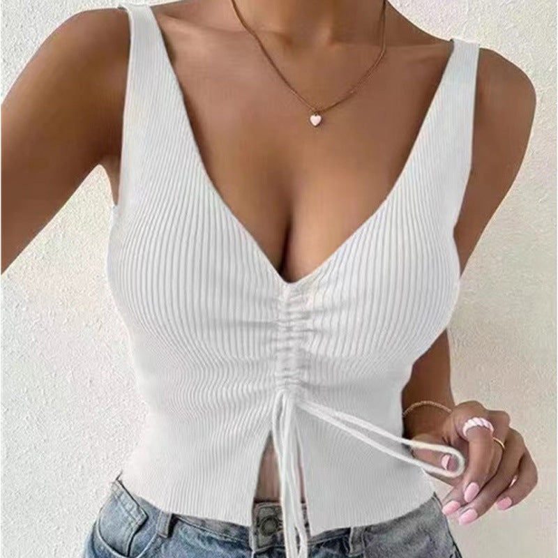 Top Chaleco con Cordón Ajustable – Estilo Americano Sexy para Verano
