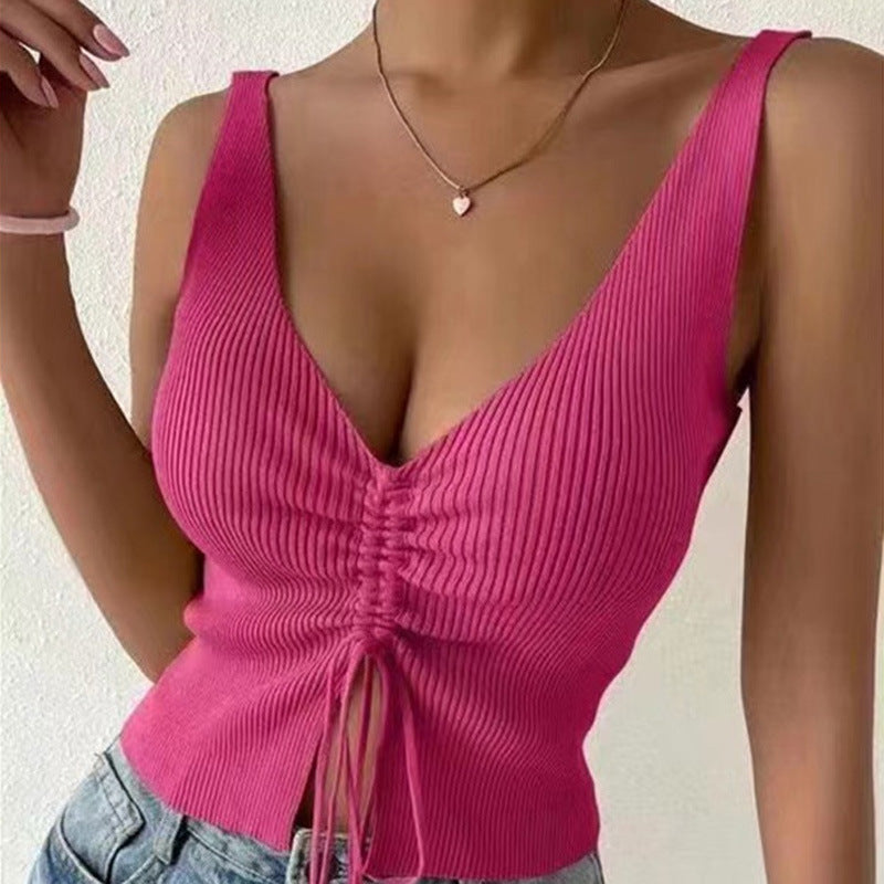 Top Chaleco con Cordón Ajustable – Estilo Americano Sexy para Verano