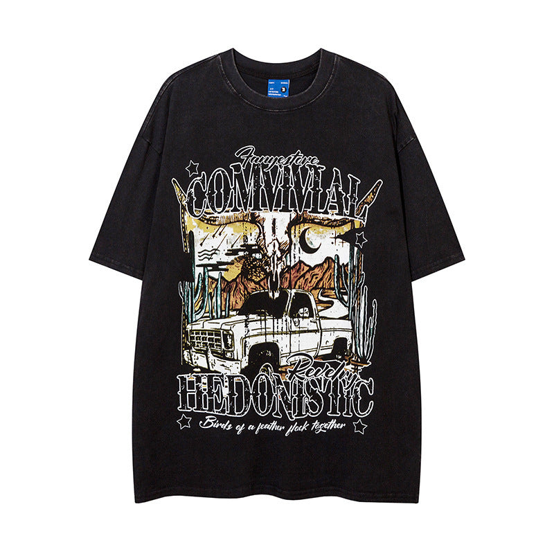 Camiseta Hombre Oversize “Car Cartoon” | Estilo Street con Estampado Retro