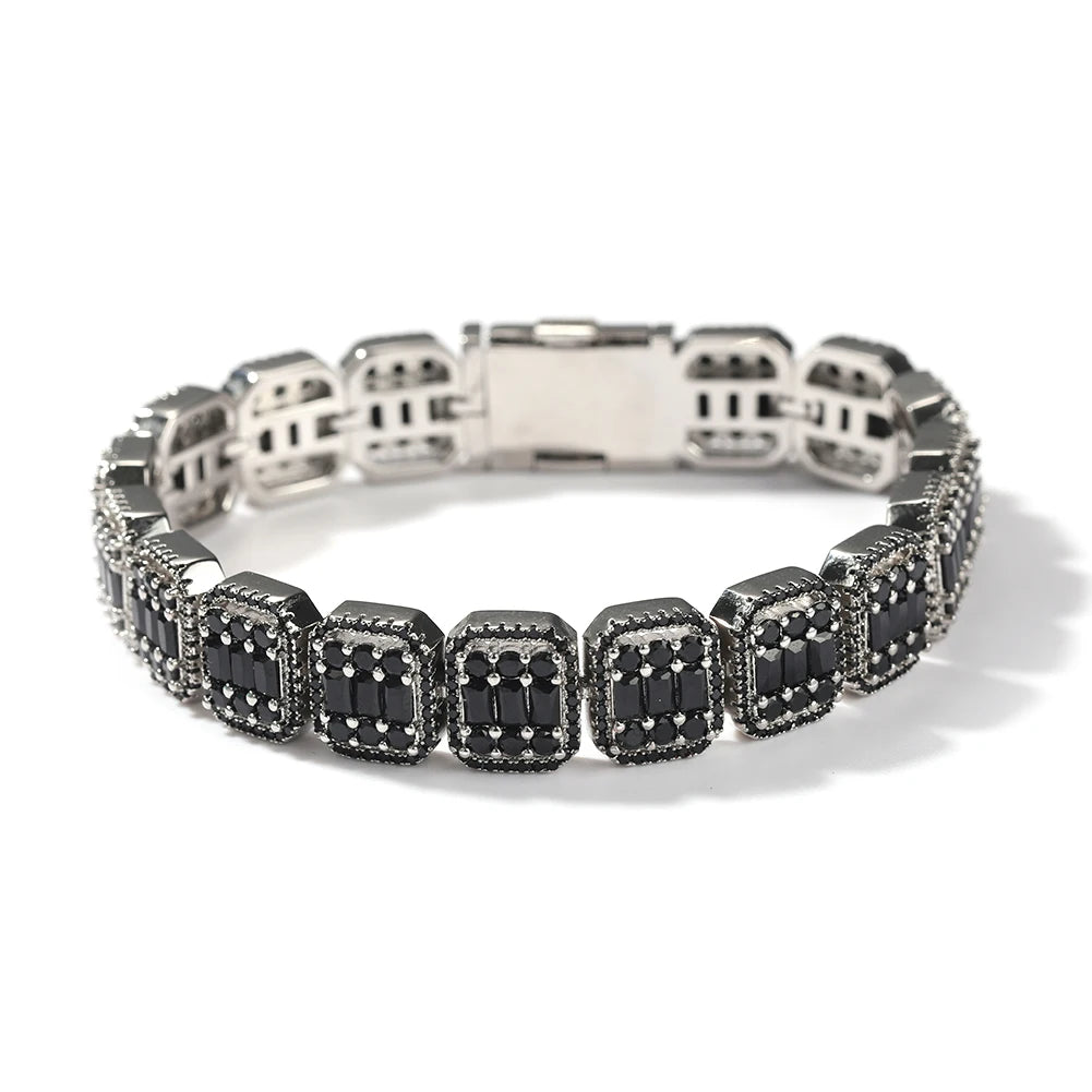Pulsera Ice Out con piedras rosas tipo baguette de 13 mm, estilo hip hop trap para hombre y mujer.