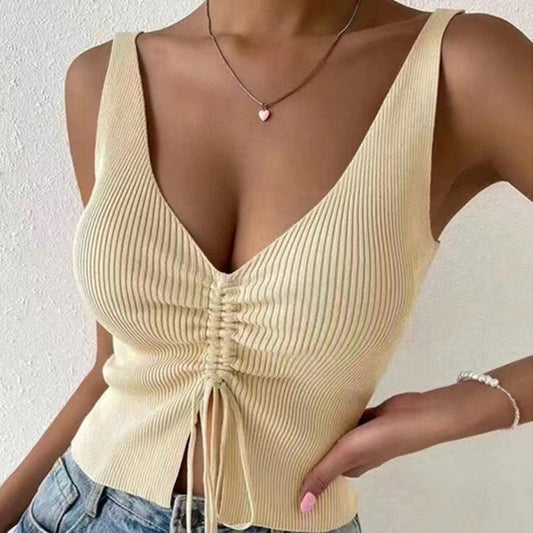 Top Chaleco con Cordón Ajustable – Estilo Americano Sexy para Verano