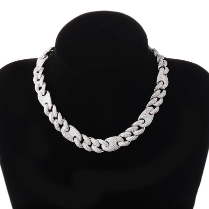 Collar Nariz de Cerdo Hombre con Circonitas y Hebilla Caja Grande – Joyería Hip Hop Urbana